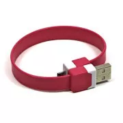 Cablu USB cu logo (2.0), USB A tată - microUSB tată, 0,25 m, roz, blister, brățară, PREVÂNZARE