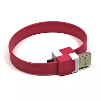 Cablu USB cu logo (2.0), USB A tată - microUSB tată, 0,25 m, roz, blister, brățară, PREVÂNZARE