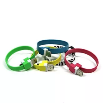 Cablu USB cu logo (2.0), USB A tată - microUSB tată, 0,25 m, roz, blister, brățară, PREVÂNZARE