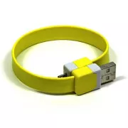 Cablu USB (2.0), USB A tată - microUSB tată, 0,25 m, galben, brățară, PREVÂNZARE