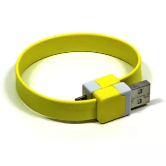 Cablu USB (2.0), USB A tată - microUSB tată, 0,25 m, galben, brățară, PREVÂNZARE