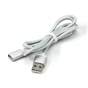 Cablu USB (2.0), USB A tată - Capăt magnetic, 1m, argintiu