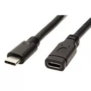 Cablu prelungitor USB (3.1), USB C tată - USB C mamă, 1m, negru, pungă de plastic