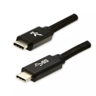 Cablu USB cu logo (3.2 gen 1), USB C tată - USB C tată, 2m, 5 Gb/s, 5V/3A, negru, cutie, împletitură de nailon, conector de capac din aluminiu