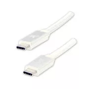 Cablu USB cu logo (3.2 gen 1), USB C tată - USB C tată, 2m, 5 Gb/s, 5V/3A, alb, cutie, împletitură de nailon, capac conector din aluminiu