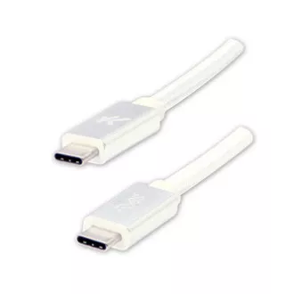 Cablu USB cu logo (3.2 gen 1), USB C tată - USB C tată, 2m, 5 Gb/s, 5V/3A, alb, cutie, împletitură de nailon, capac conector din aluminiu