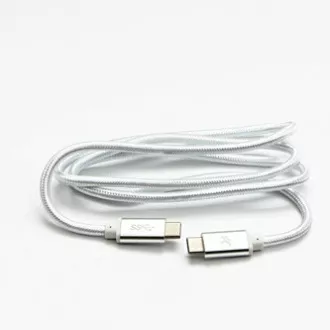 Cablu USB cu logo (3.2 gen 1), USB C tată - USB C tată, 2m, 5 Gb/s, 5V/3A, alb, cutie, împletitură de nailon, capac conector din aluminiu