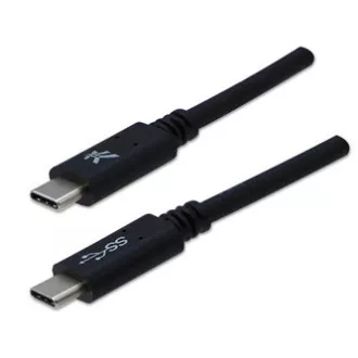 Cablu USB cu logo (3.2 gen 1), USB C tată - USB C tată, 1m, 5 Gb/s, 5V/3A, negru, blister, ALIMENTARE