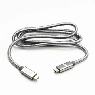 Cablu USB cu logo (3.2 gen 2), USB C tată - USB C tată, 1m, putere 100W, 10 Gb/s, 20V/5A, argintiu, cutie, împletitură de nailon Cablu USB cu logo (3.2 gen 2), USB C tată - USB C tată, 1m, putere 100W, 10 Gb/s, 20V/5A, argintiu, cutie, împletitură de nailon