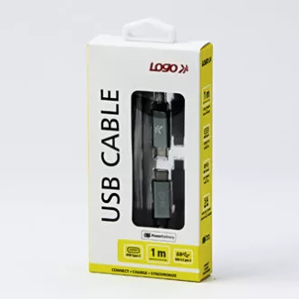 Cablu USB cu logo (3.2 gen 2), USB C tată - USB C tată, 1m, putere 100W, 10 Gb/s, 20V/5A, argintiu, cutie, împletitură de nailon Cablu USB cu logo (3.2 gen 2), USB C tată - USB C tată, 1m, putere 100W, 10 Gb/s, 20V/5A, argintiu, cutie, împletitură de nailon