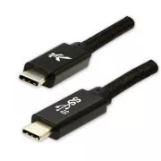 Cablu USB cu logo (3.2 gen 2), USB C tată - USB C tată, 1m, putere 100W, 10 Gb/s, 20V/5A, negru, cutie, împletitură de nailon,