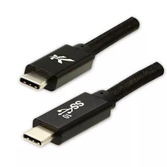 Cablu USB cu logo (3.2 gen 2), USB C tată - USB C tată, 1m, putere 100W, 10 Gb/s, 20V/5A, negru, cutie, împletitură de nailon, Cablu USB cu logo (3.2 gen 2), USB C tată - USB C tată, 1m, putere 100W, 10 Gb/s, 20V/5A, negru, cutie, împletitură de nailon,