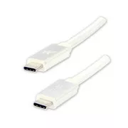 Cablu USB cu logo (3.2 gen 2), USB C tată - USB C tată, 1m, putere 100W, 10 Gb/s, 20V/5A, alb, cutie, împletitură nailon, h