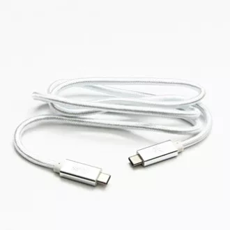 Cablu USB cu logo (3.2 gen 2), USB C tată - USB C tată, 1m, putere 100W, 10 Gb/s, 20V/5A, alb, cutie, împletitură nailon, h