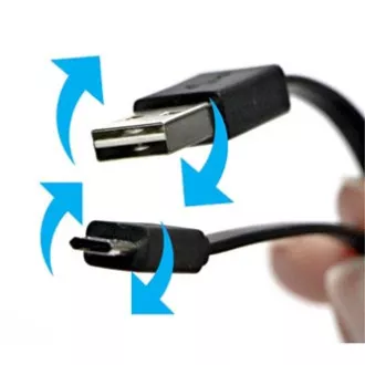Cablu USB (2.0), USB A tată reversibil - microUSB tată reversibil, 0,3 m, plat, negru, față-verso