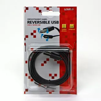 Logo USB cablu (2.0), USB A tată reversibil - microUSB tată reversibil, 1m, reversibil, negru, blister, LIVRARE