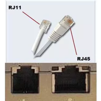 Cablu telefonic 4 fire, RJ11 tată - RJ45 tată, 3 m, plat, negru, pentru modem ADSL, economic