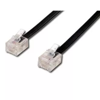 Cablu telefonic 4 fire, RJ11 tată - RJ11 tată, 3 m, negru, pentru modem ADSL, economic