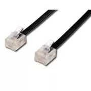 Cablu telefonic 4 fire, RJ11 tată - RJ11 tată, 6 m, negru, pentru modem ADSL, economic
