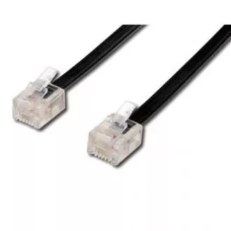 Cablu telefonic 4 fire, RJ11 tată - RJ11 tată, 10 m, negru, pentru modem ADSL, economic