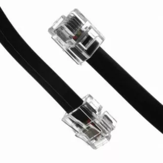 Cablu telefonic 4 fire, RJ11 tată - RJ11 tată, 10 m, negru, pentru modem ADSL, economic