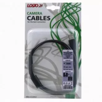 Cablu USB cu logo (2.0), USB A tată - 8-pini tată, 31179, 1,8 m, negru, blister, MINOLTA