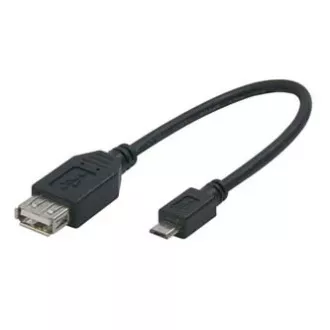 Cablu USB (2.0), microUSB mascul - USB A mamă, 0.2m, OTG, negru, REDUCERE