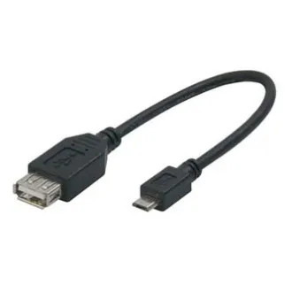 Cablu USB cu logo (2.0), microUSB mascul - USB A mamă, 0.2m, OTG, negru, LA REDUCERE Cablu USB cu logo (2.0), microUSB mascul - USB A mamă, 0.2m, OTG, negru, LA REDUCERE