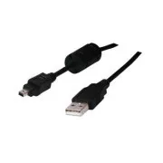 Cablu USB cu logo (2.0), USB A tată - 4 pini tată, 1,8 m, negru, blister, FUJI