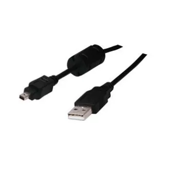 Cablu USB cu logo (2.0), USB A tată - 4 pini tată, 1,8 m, negru, blister, FUJI