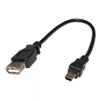 Cablu USB (2.0), miniUSB tată - USB A mamă, 0,2 m, negru
