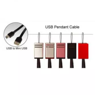 Cablu USB cu logo (2.0), USB A tată - miniUSB tată, 0,3 m, negru, curea pentru cameră, ÎN VÂNZARE
