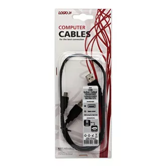 Cablu USB cu logo (2.0), 2x USB A tată - miniUSB tată, 0,6 m, negru, blister, RETAIL