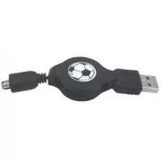 Cablu USB cu logo (1.1), USB A tată - 4 pini tată, 0,7 m, spiralat, negru, HIROSE