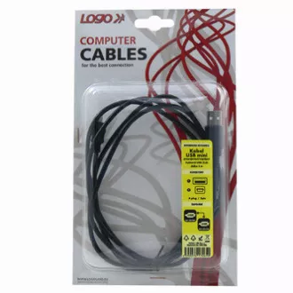 Cablu USB Logo (2.0), USB A tată - miniUSB tată, 1,8 m, negru, blister