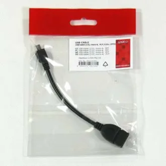 Cablu USB cu logo (2.0), microUSB mascul - USB A mamă, 0.15m, OTG, negru, LA REDUCERE