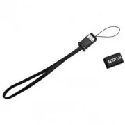 Cablu USB cu logo (2.0), USB A tată - microUSB tată, 0,3 m, negru, buclă pentru cameră/MP3 player, REDUCERE