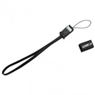 Cablu USB cu logo (2.0), USB A tată - microUSB tată, 0,3 m, negru, buclă pentru cameră/MP3 player, REDUCERE