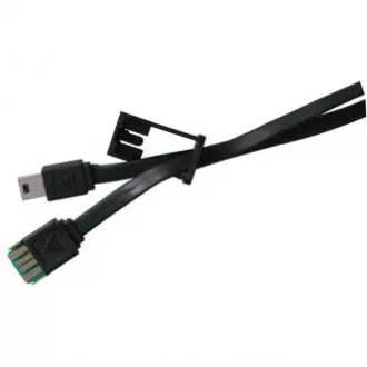 Cablu USB cu logo (2.0), USB A tată - microUSB tată, 0,3 m, negru, buclă pentru cameră/MP3 player, REDUCERE