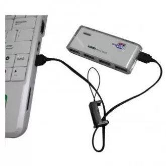 Cablu USB cu logo (2.0), USB A tată - microUSB tată, 0,3 m, negru, buclă pentru cameră/MP3 player, REDUCERE