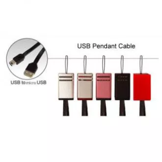 Cablu USB cu logo (2.0), USB A tată - microUSB tată, 0,3 m, negru, buclă pentru cameră/MP3 player, REDUCERE