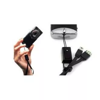 Cablu USB cu logo (2.0), USB A tată - microUSB tată, 0,3 m, negru, buclă pentru cameră/MP3 player, REDUCERE