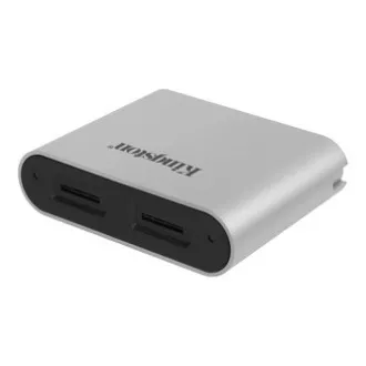 Cititor de carduri de memorie USB Kingston (3.2), slot dublu pentru flux de lucru microSDHC/SDXC UHS-II, micro SD, extern, argintiu