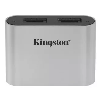 Cititor de carduri de memorie USB Kingston (3.2), slot dublu pentru flux de lucru microSDHC/SDXC UHS-II, micro SD, extern, argintiu