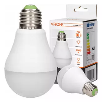 Bec cu LED Virone E27, 220-240V, 7W, 825lm, 4000k, alb neutru, 25000h, cu senzor de mișcare Bec cu LED Virone E27, 220-240V, 7W, 825lm, 4000k, alb neutru, 25000h, cu senzor de mișcare