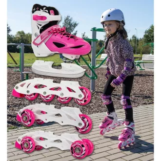 Patine cu rotile 4in1 Enero KIDS - roz-alb