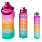 Sticlă sport motivațională 3 în 1, 2000 ml + 900 ml + 300 ml