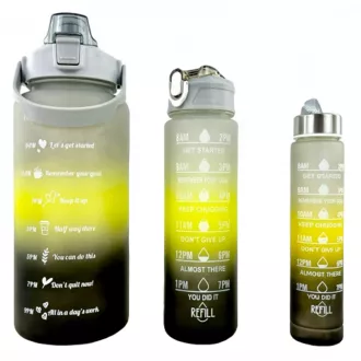 Sticlă sport motivațională 3 în 1, 2000 ml + 900 ml + 300 ml
