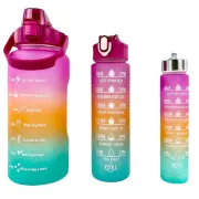 Sticlă sport motivațională 3 în 1, 2000 ml + 900 ml + 300 ml