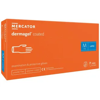 Mănuși din latex fără pudră, corp, strat interior din polimer, 100 buc., DERMAGEL COATED. Mănuși din latex fără pudră, corp, strat interior din polimer, 100 buc., DERMAGEL COATED.